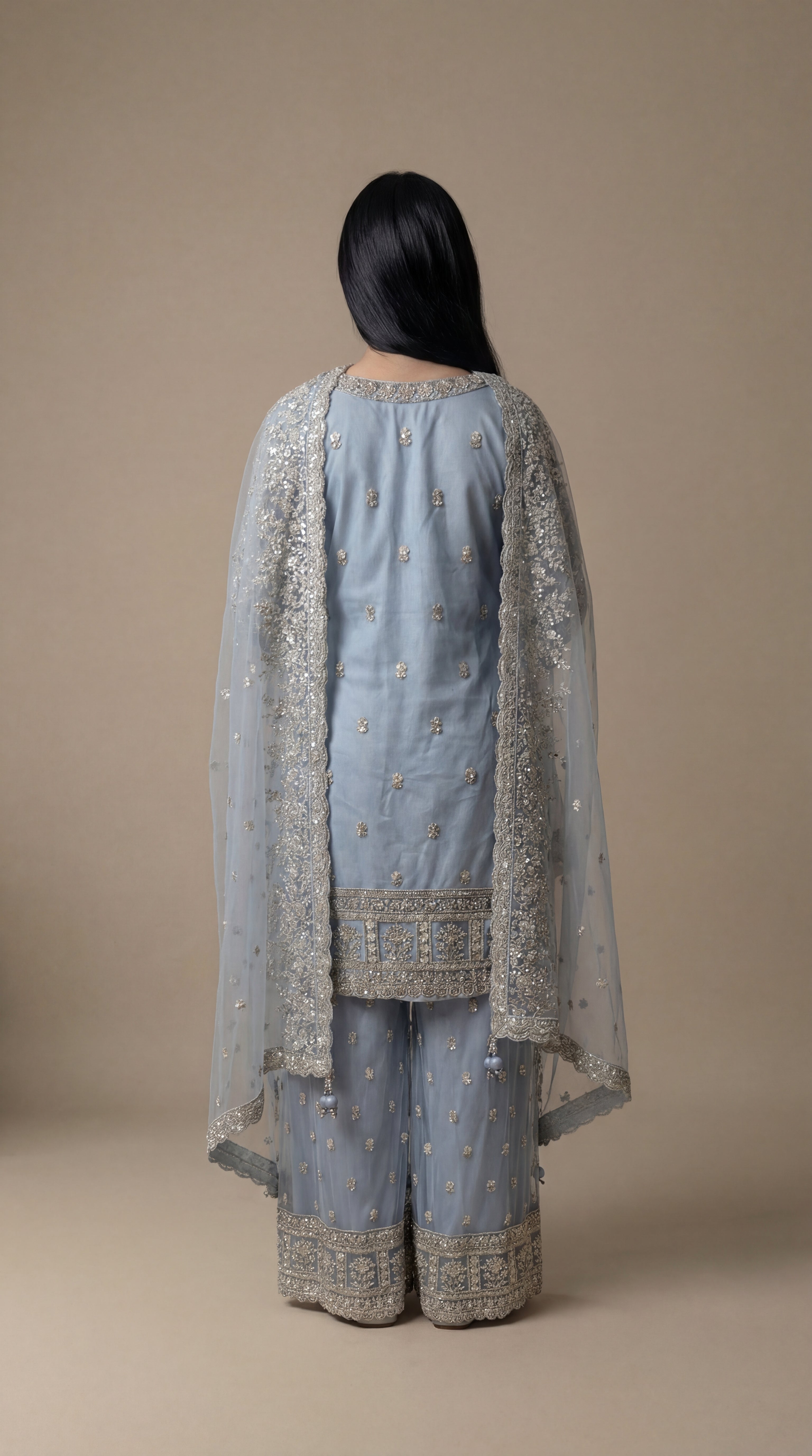 Poederblauwe Noorika Sharara set