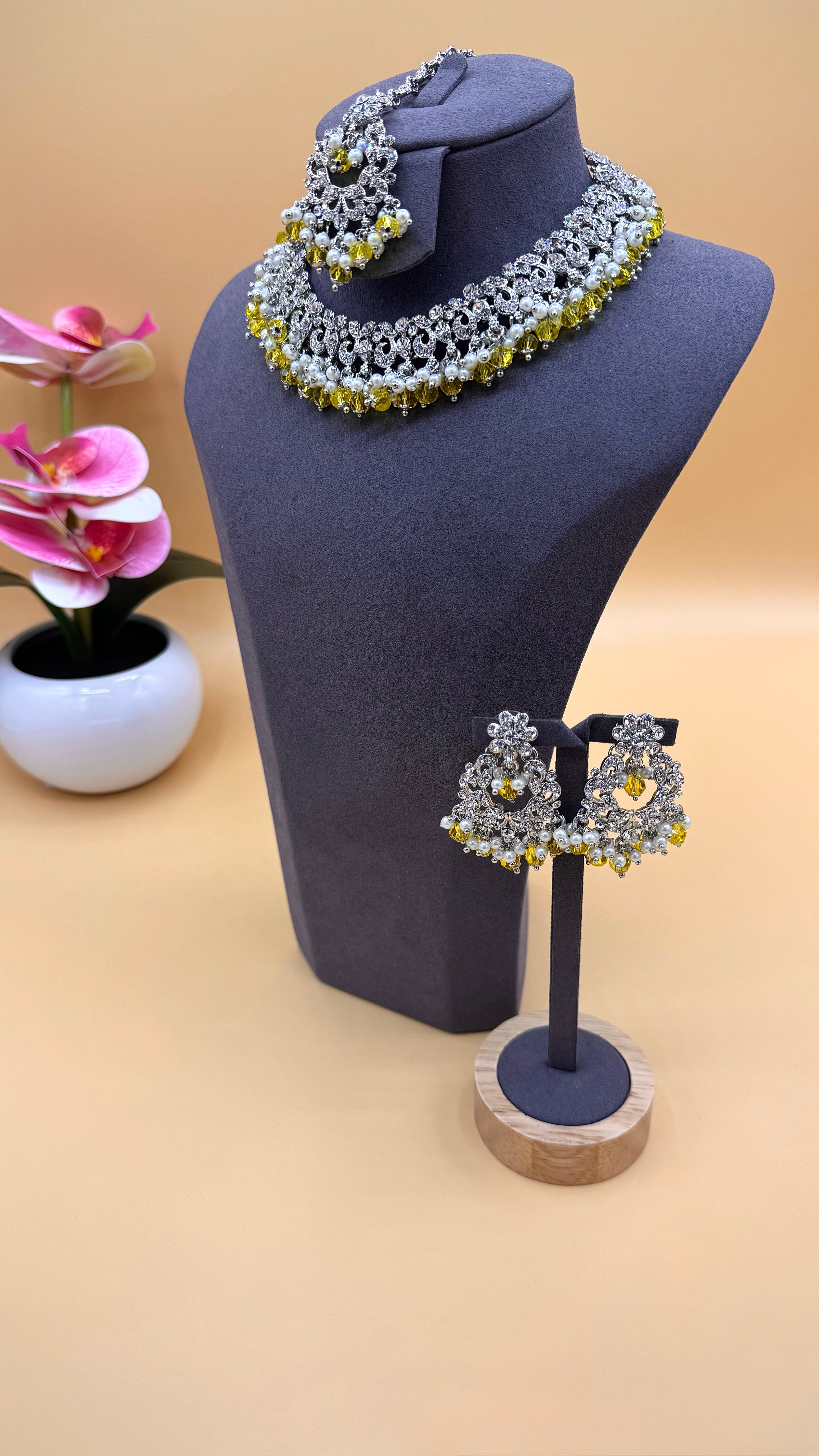 Golden Crystal Necklace Set