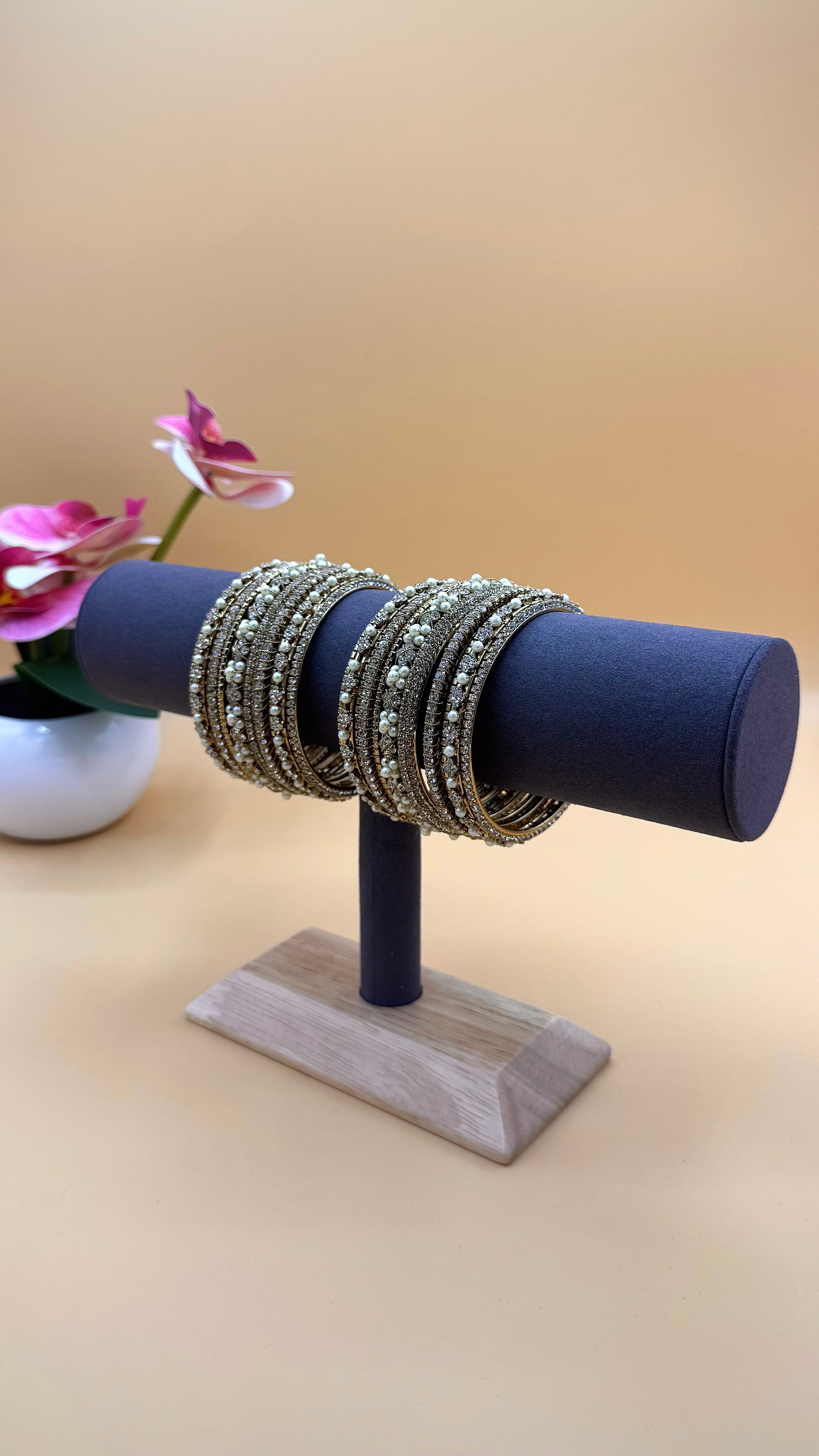 Pearl Grace Bangles – Gold