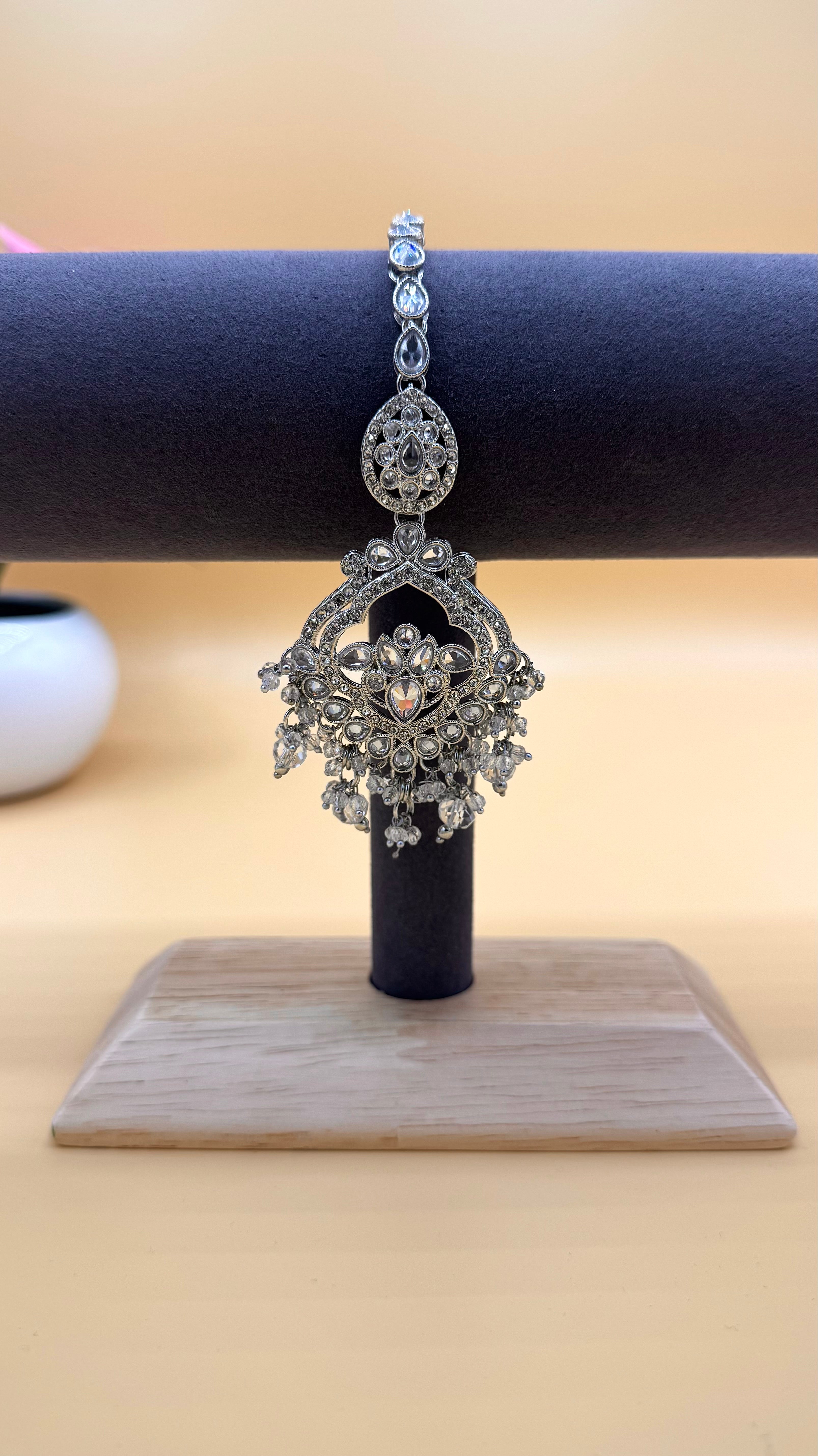 Silver Drop Earrings & Bindi Set