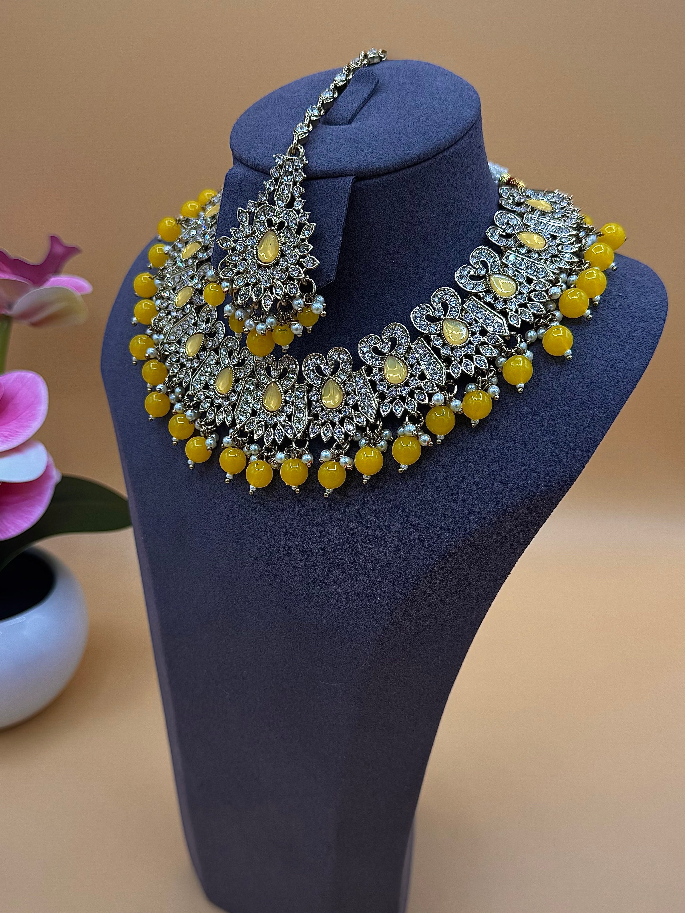 Nayra Necklace Set – Marigold Yellow