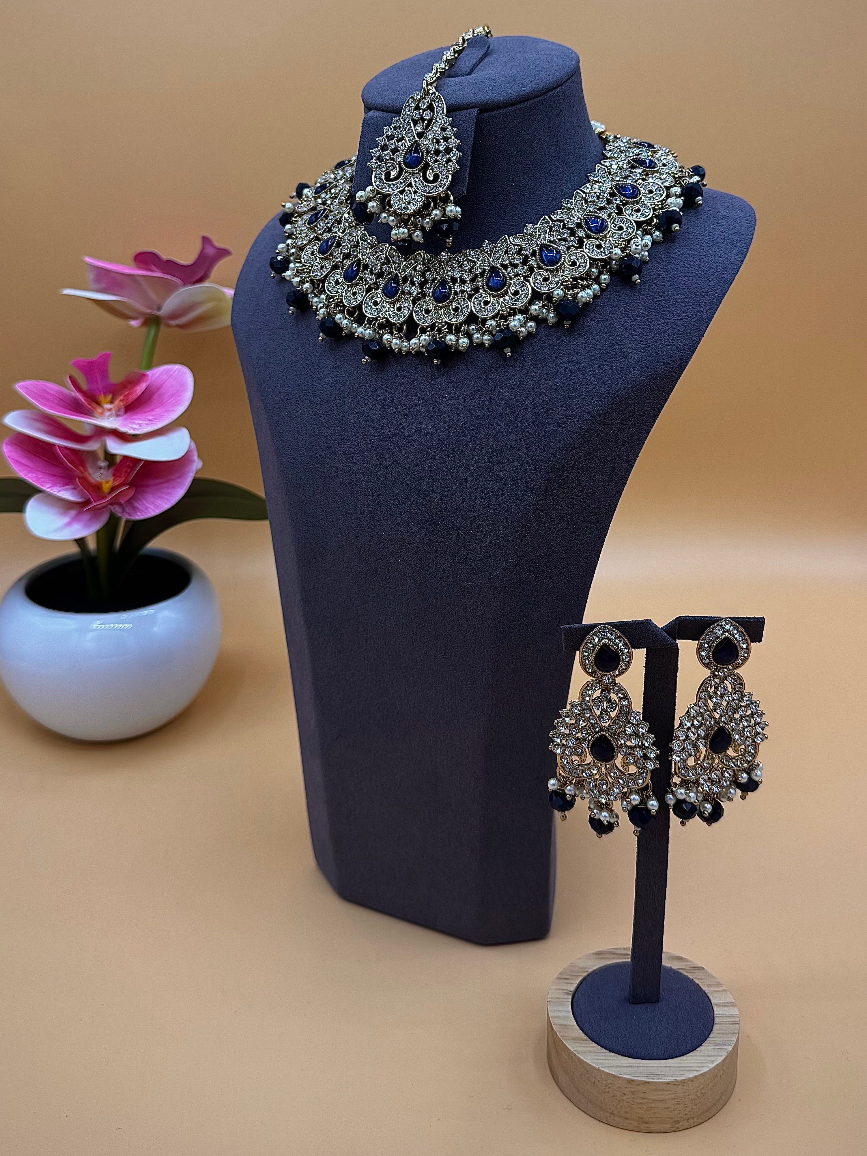 Meher Necklace Set – Midnight Blue