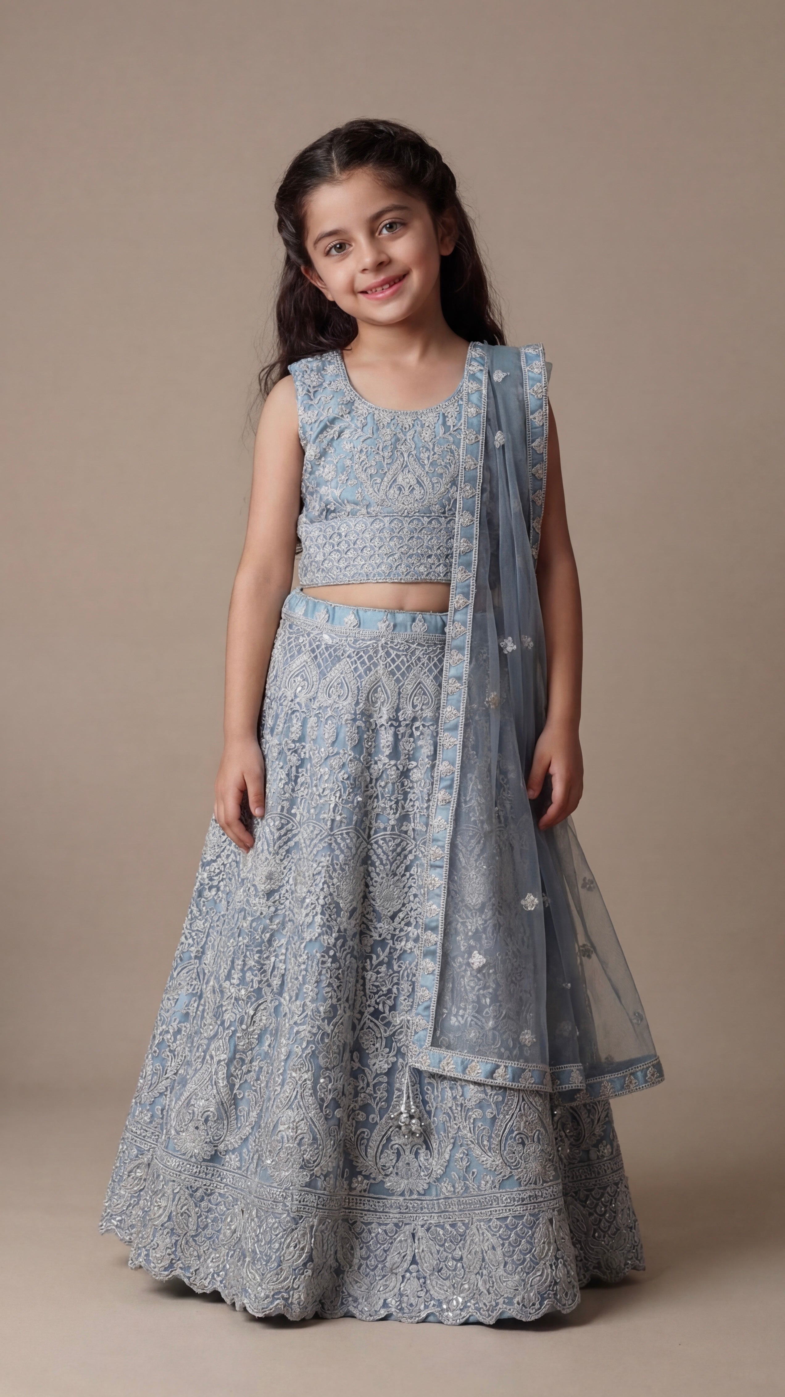 Azure Lehenga set voor meisjes