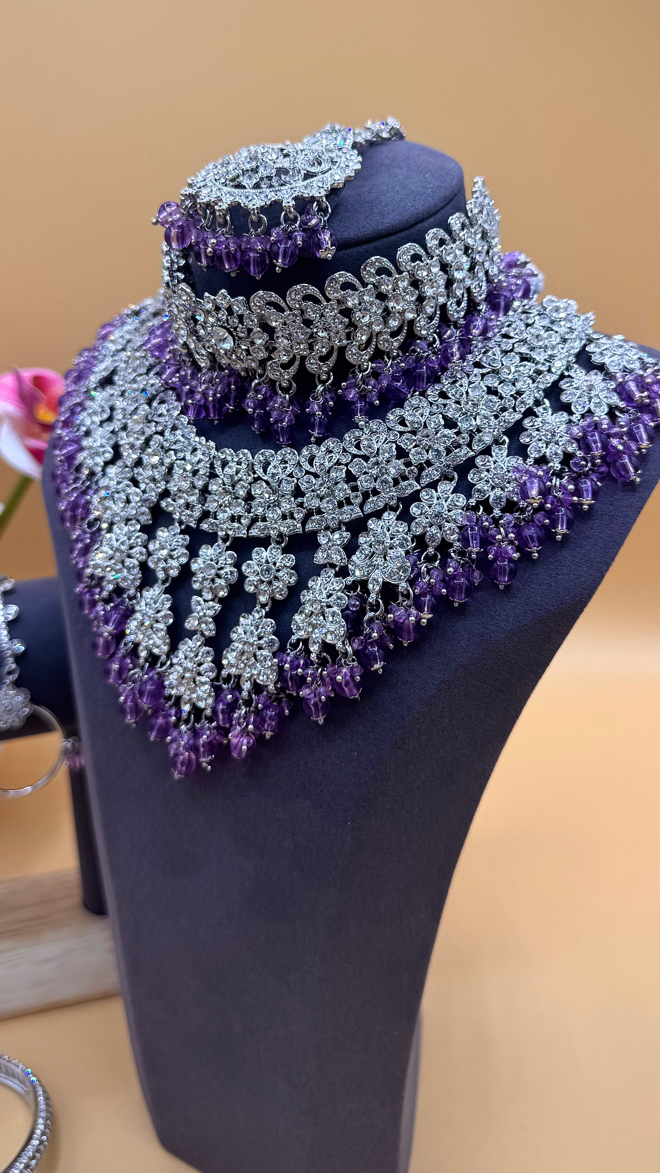 Imperial Amethyst Bridal Choker Set