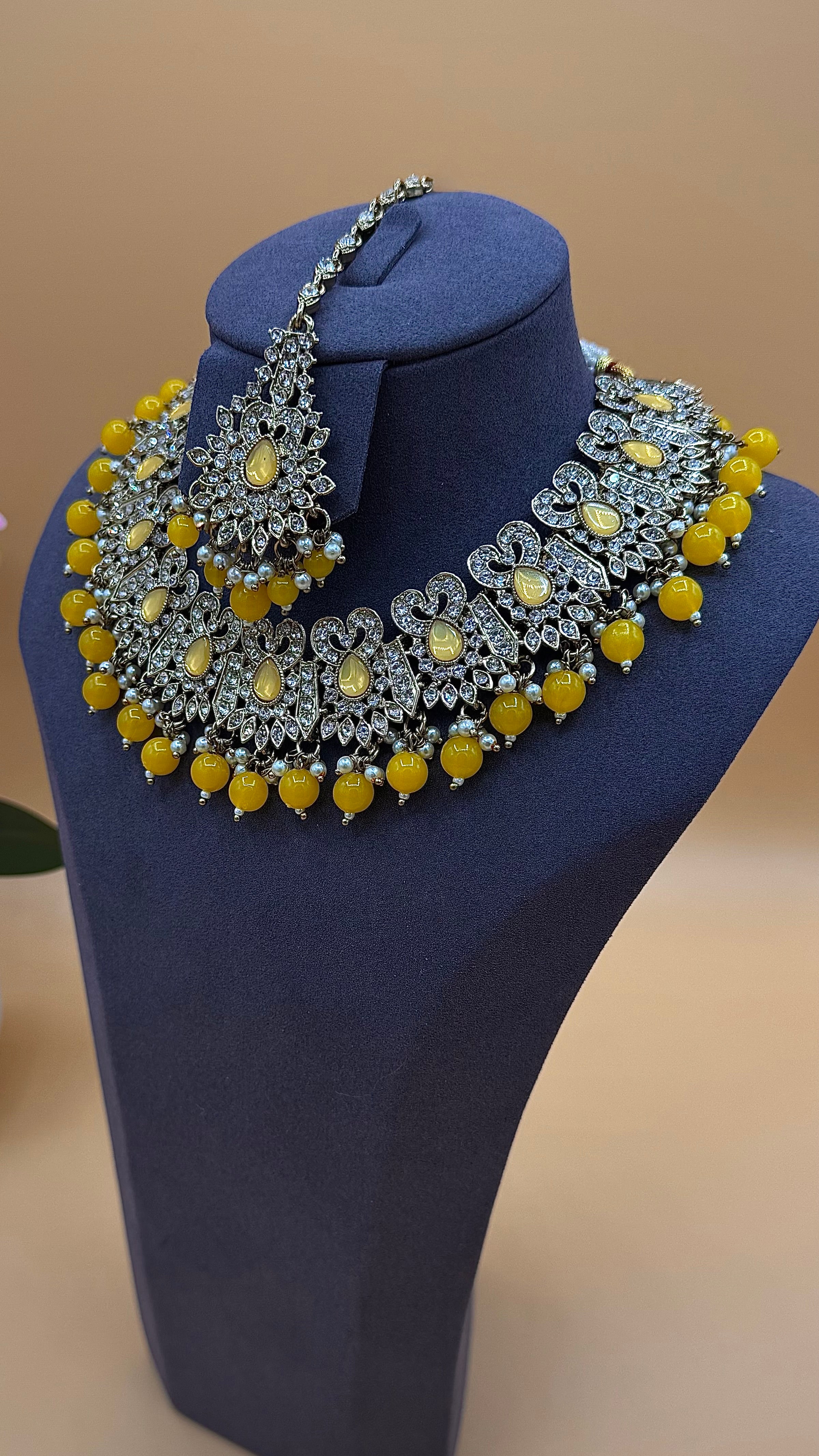 Nayra Necklace Set – Marigold Yellow