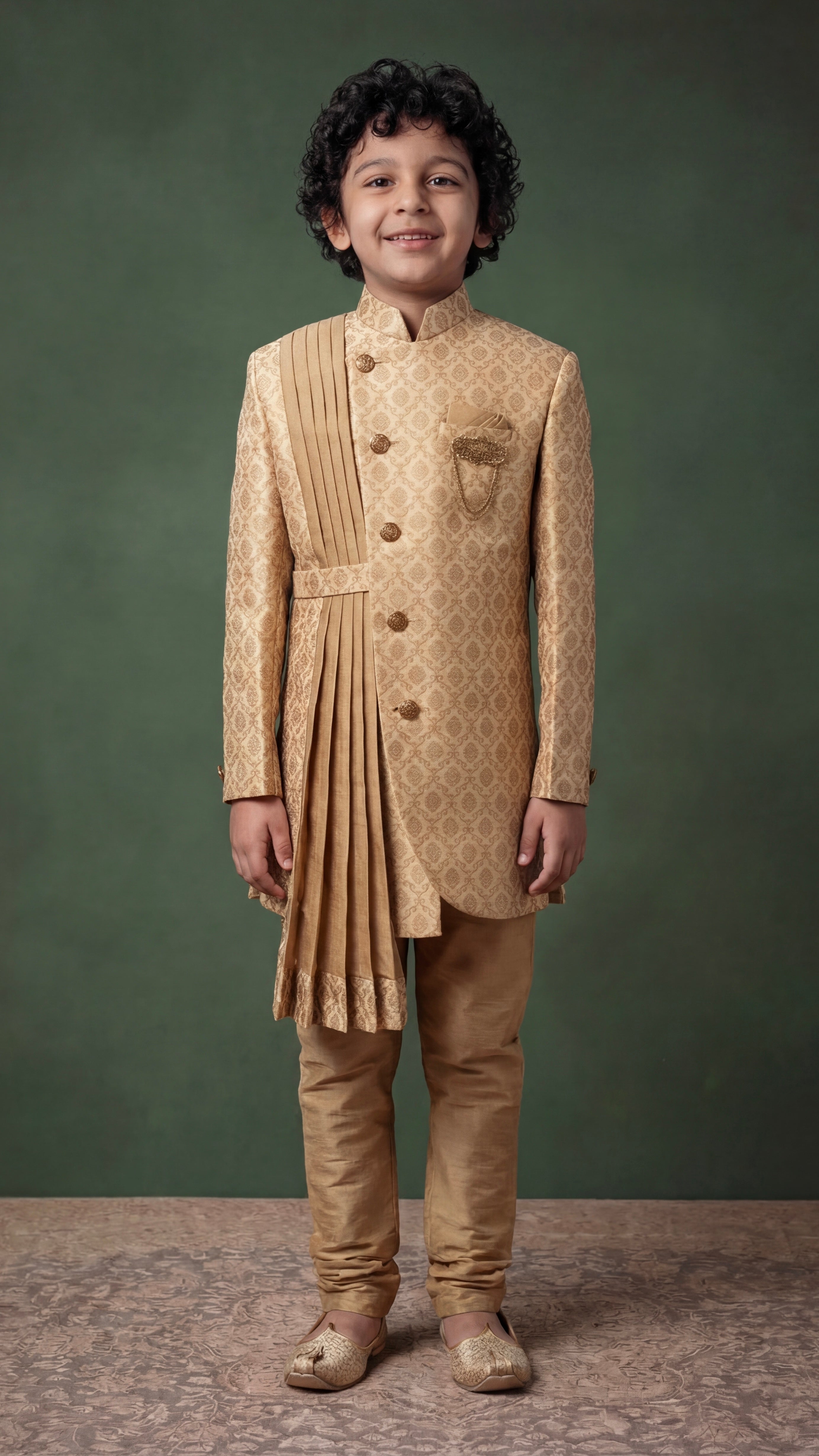 Golden Prince Sherwani Set for boys