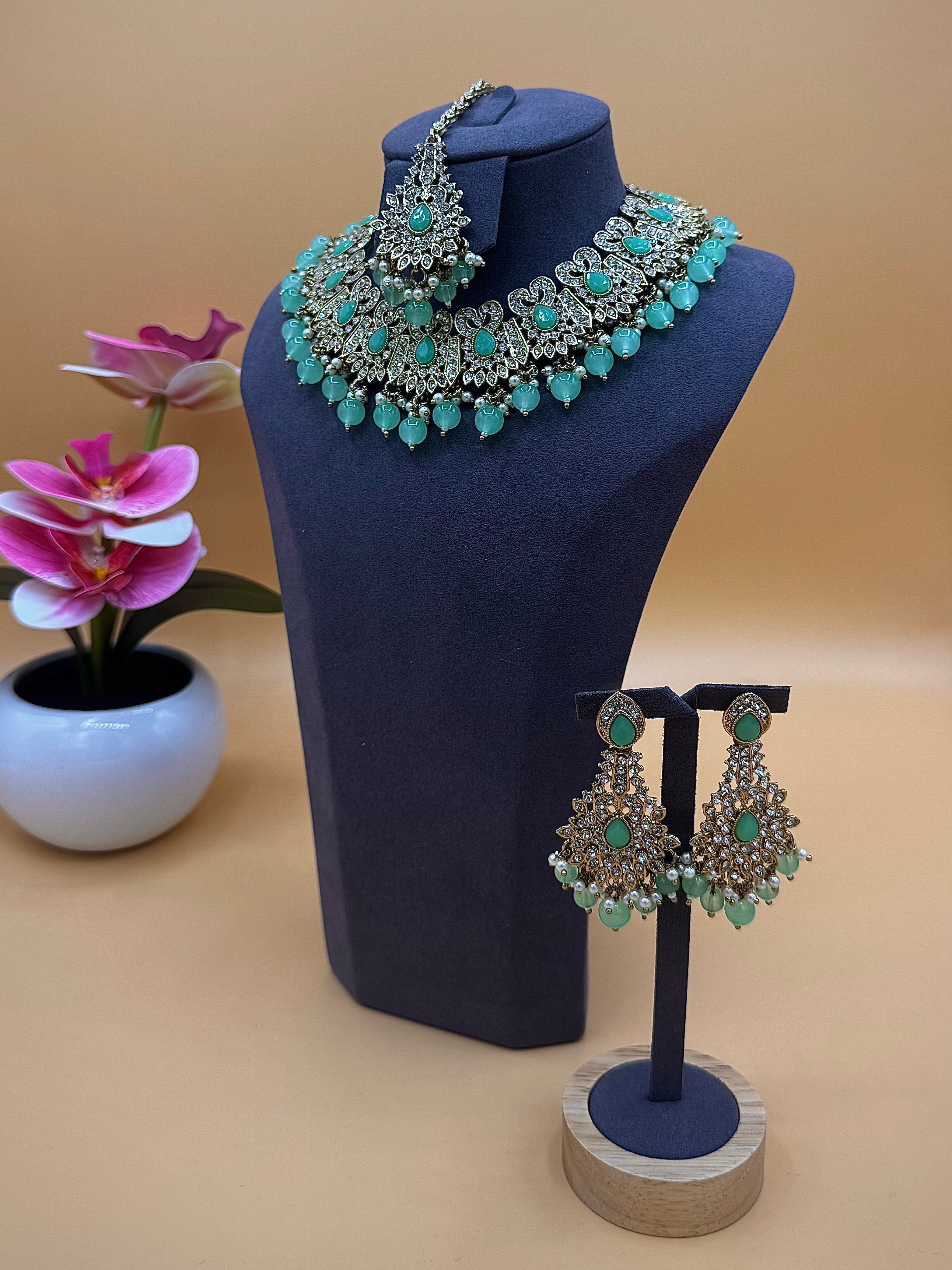 Aisha Necklace Set – Sea Green