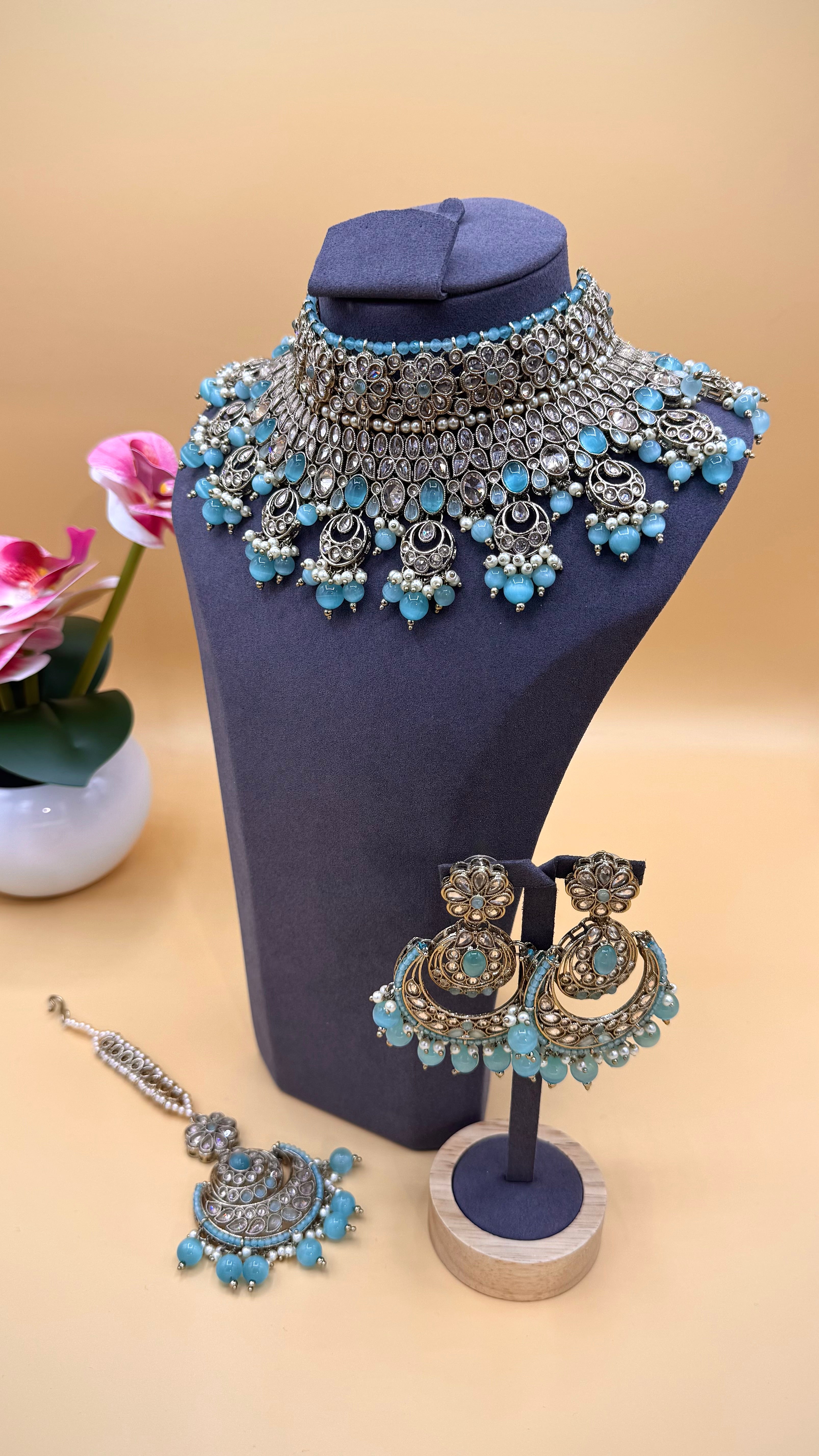 Aqua Noor Bridal Necklace Set