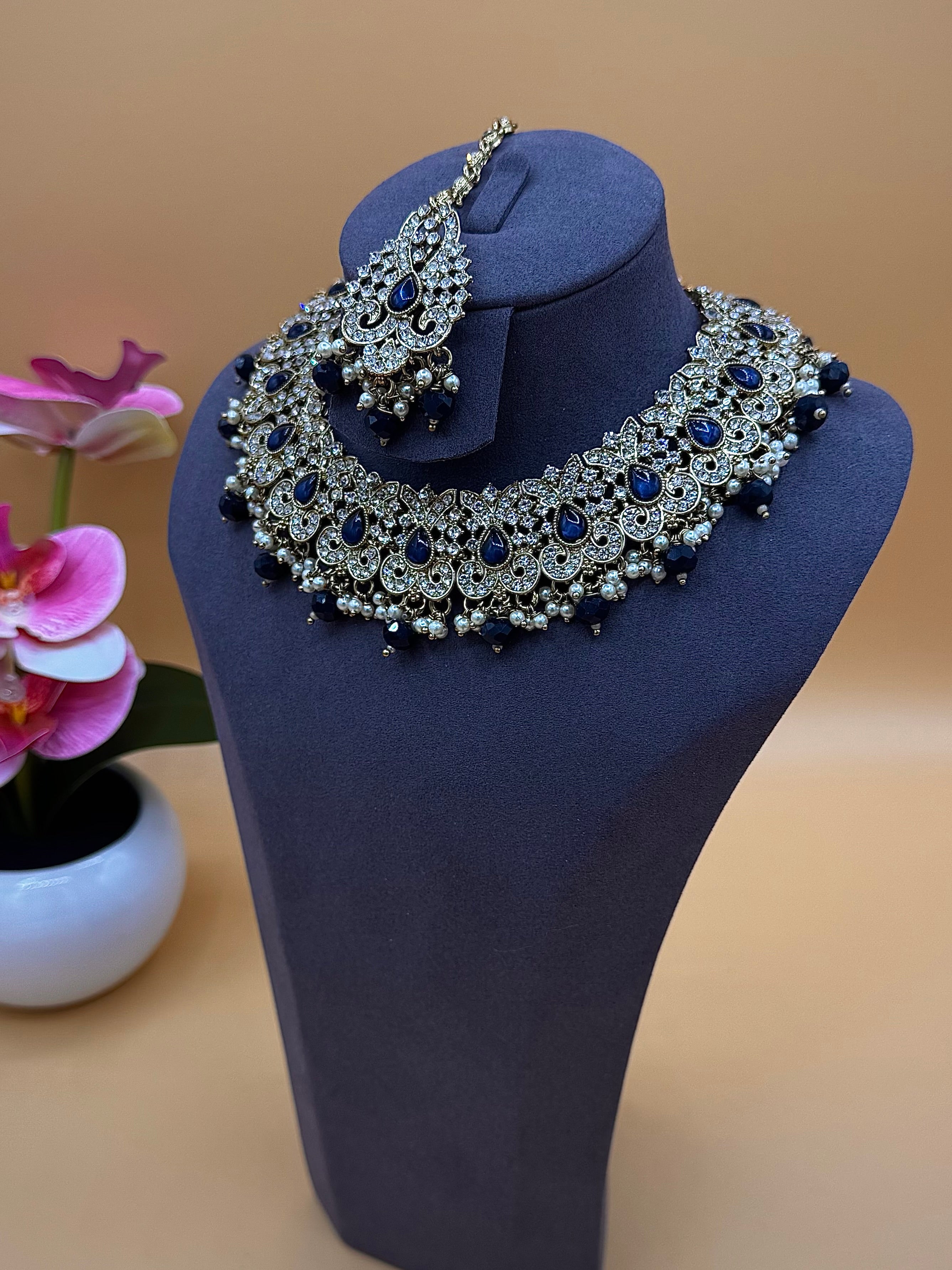 Meher Necklace Set – Midnight Blue
