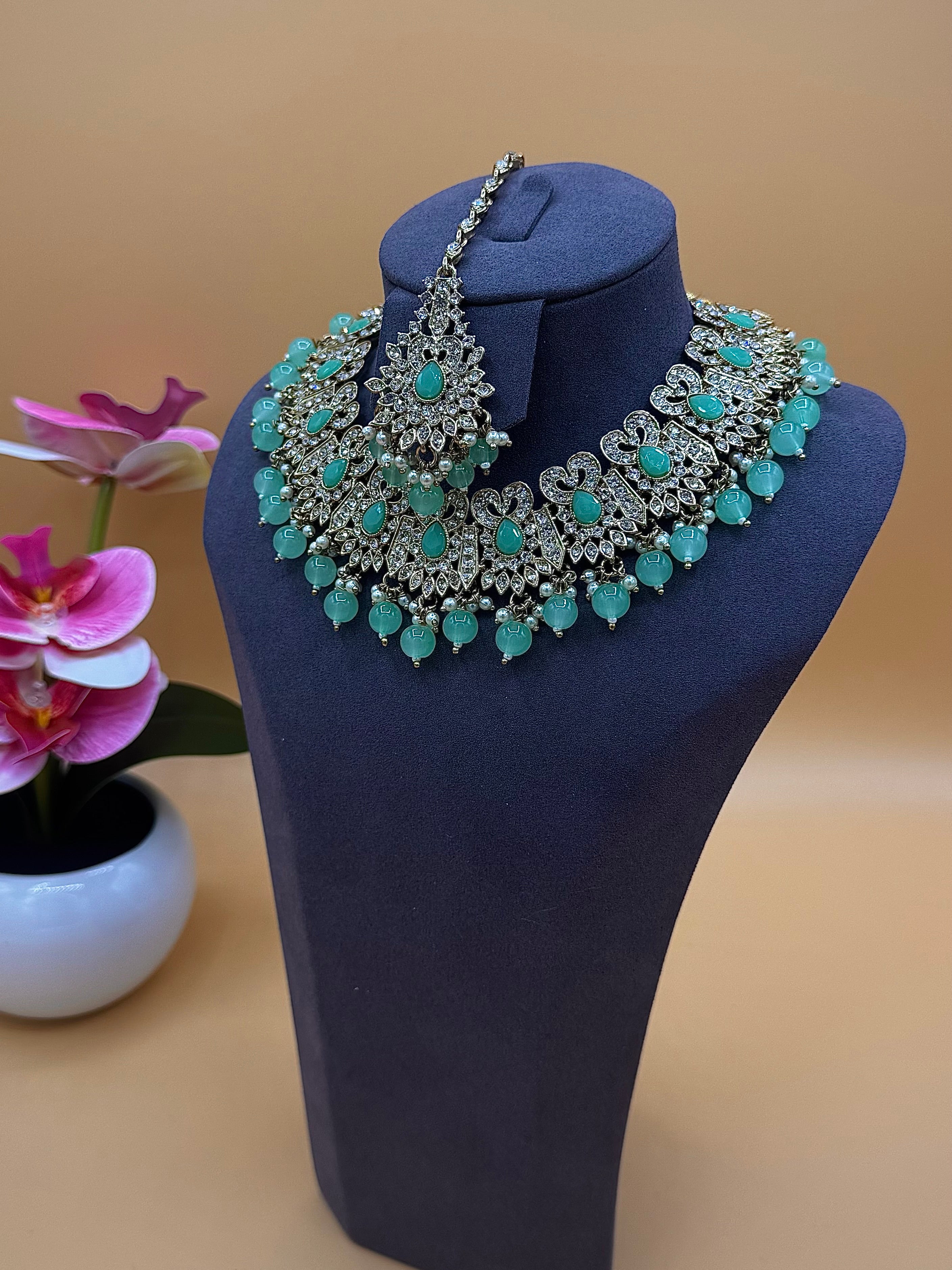 Aisha Necklace Set – Sea Green