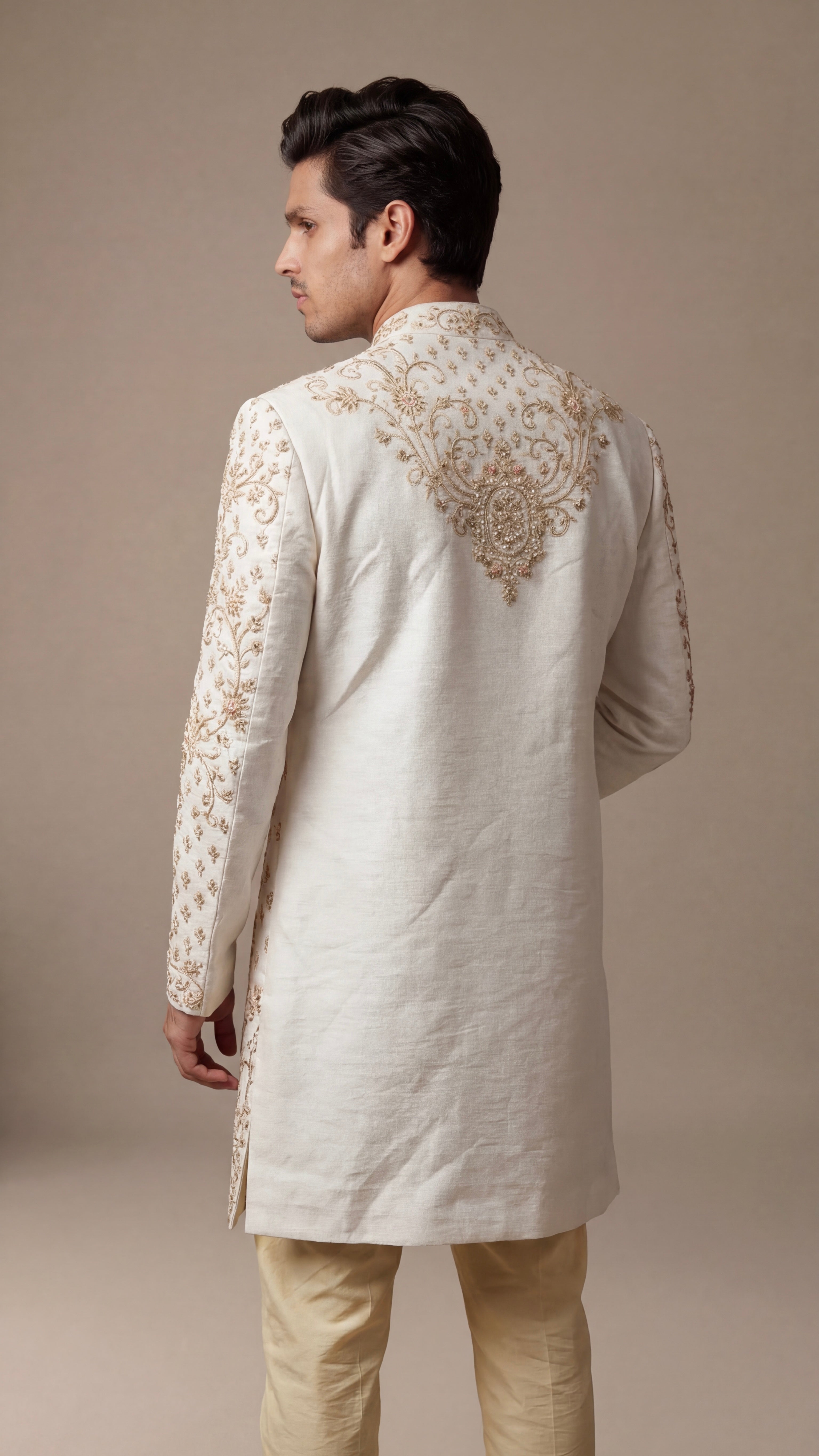 Royal Ivory Gold Sherwani Set