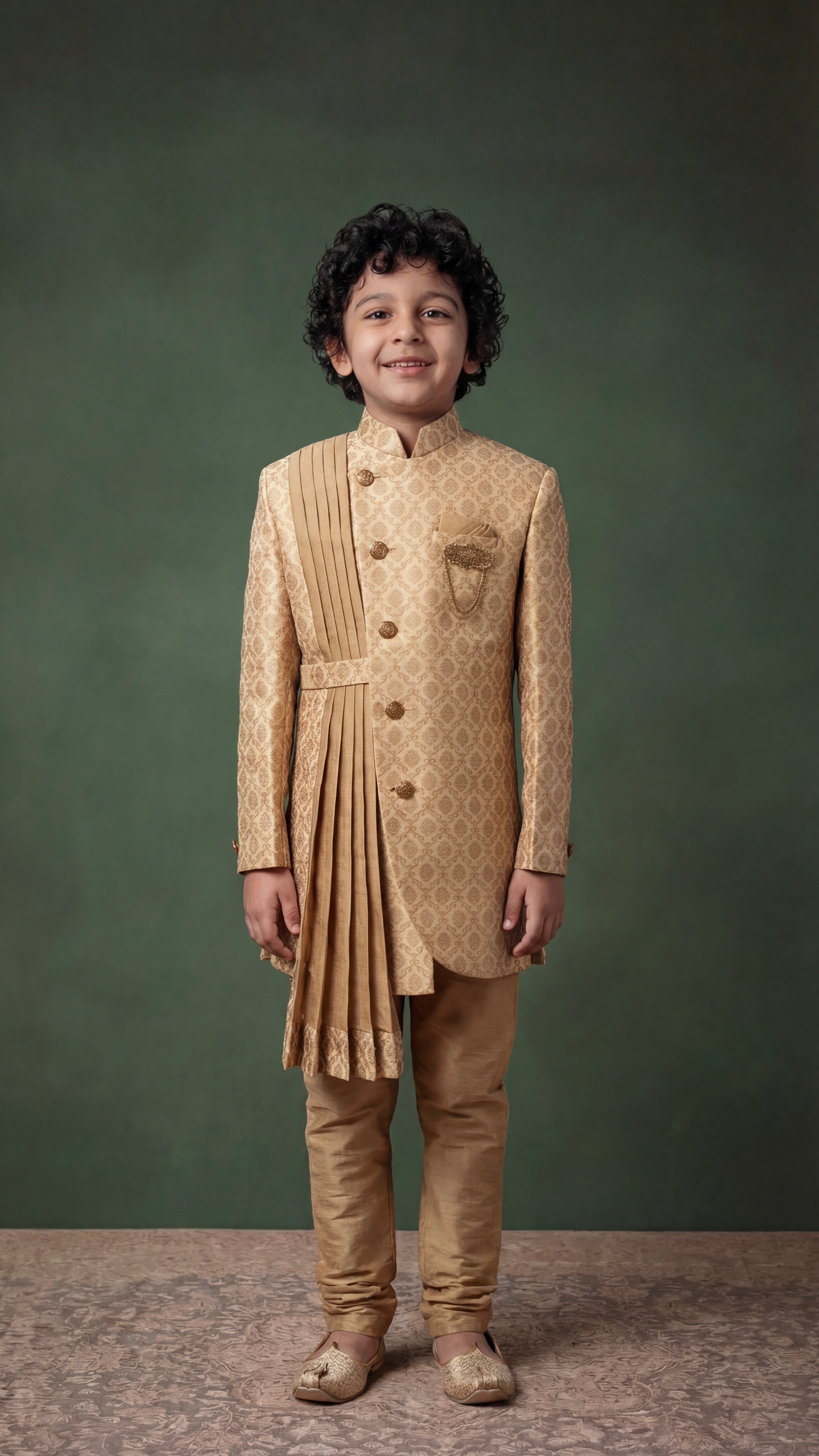 Golden Prince Sherwani Set for boys
