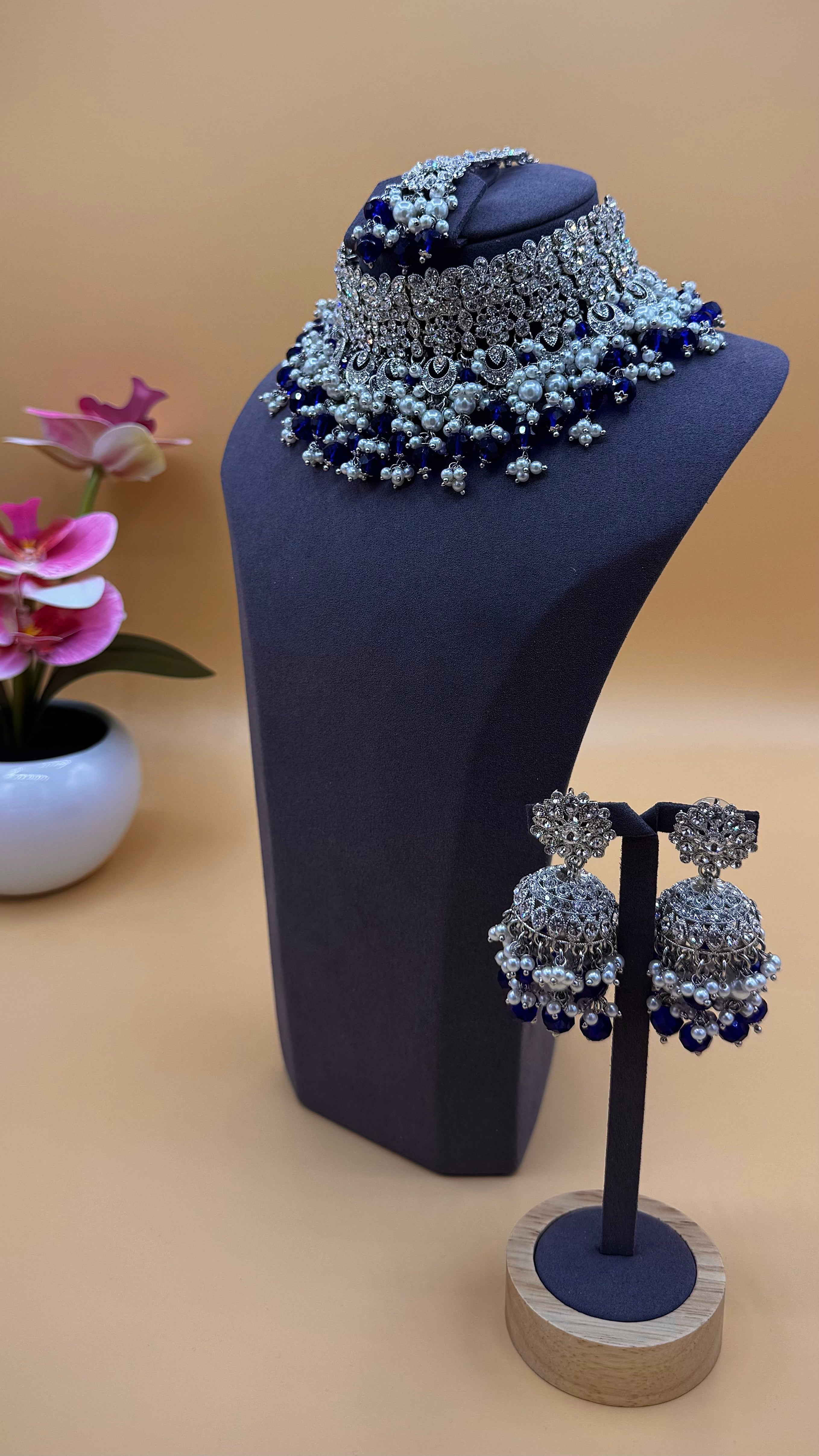 Midnight Royale Choker Set – Navy Blue